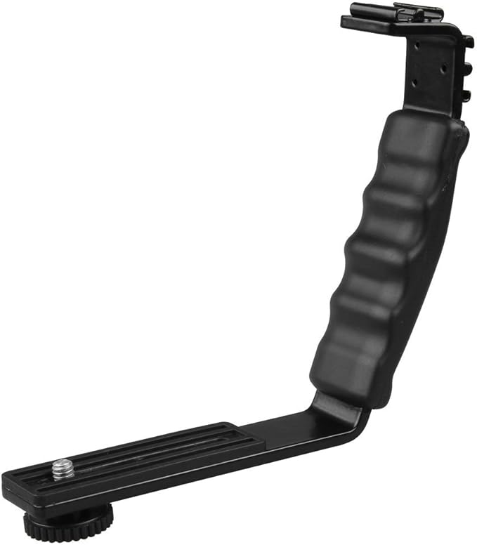Fotga Heavy Duty L-Bracket with 2 Hot Shoe Mount for Video LED Light Camera Flash Camcorder Microphone Phone iPhone Filming