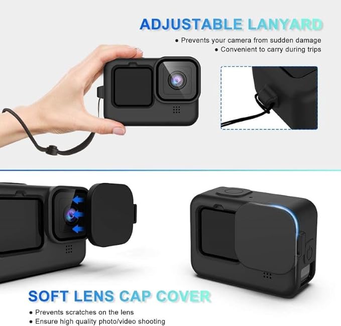 Coyktonty Camera Accessory Kit for Go-pro Hero 12 11 10 9 Black,Storage Case Waterproof Case Protective Film Silicone Cover Diving Filters Anti-Fog Insert