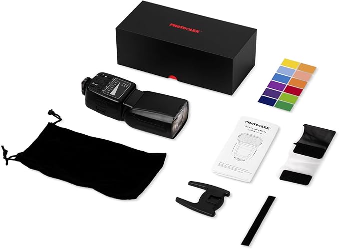 PHOTOOLEX Camera Flash for Canon Nikon Sony Panasonic Olympus Fujifilm Pentax Sigma Minolta Leica and Other SLR Digital and Digital Cameras with Single Contact Hot Shoe