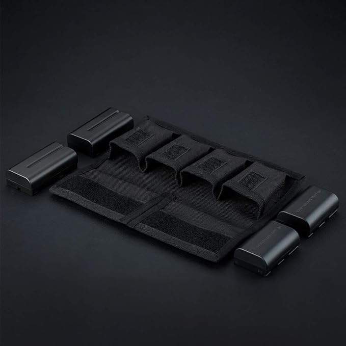 Camera Battery Pouch Holder Case for 4 PCS Sony NP-F550 NP-FW50 NP-FZ100 NP-BX1 Canon LP-E6 LP-E8 LP-E10 LP-E12 LP-E17 Fuji NP-W126 Nikon EN-EL14 EN-EL15 with Zipped Pocket to Store SD TF XQD CF Cards