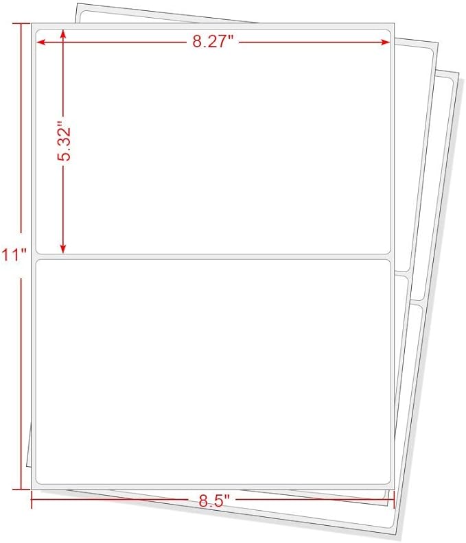Round Corner Half Sheet Shipping Labels for Laser and Inkjet Printers,8.5" x 5.5" Address Labels Self Adhesive Mailing Labels(500 Sheets, 1000 Labels)