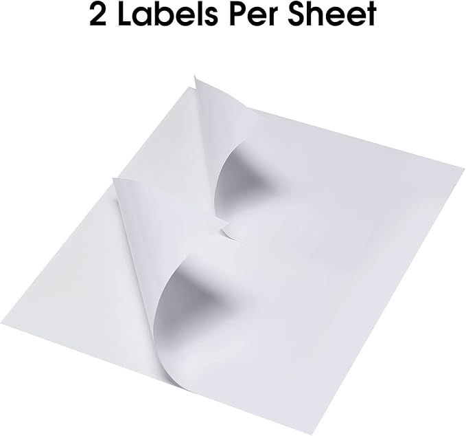 Shipping Labels, Pacific Mailer Half Sheet Shipping Label Compatible for Inkjet 2 Per Page 8.5 x 11 Self Adhesive Mailing Return Address Labels Printable Sticker Paper [100 Sheets/ 200 Labels, White]