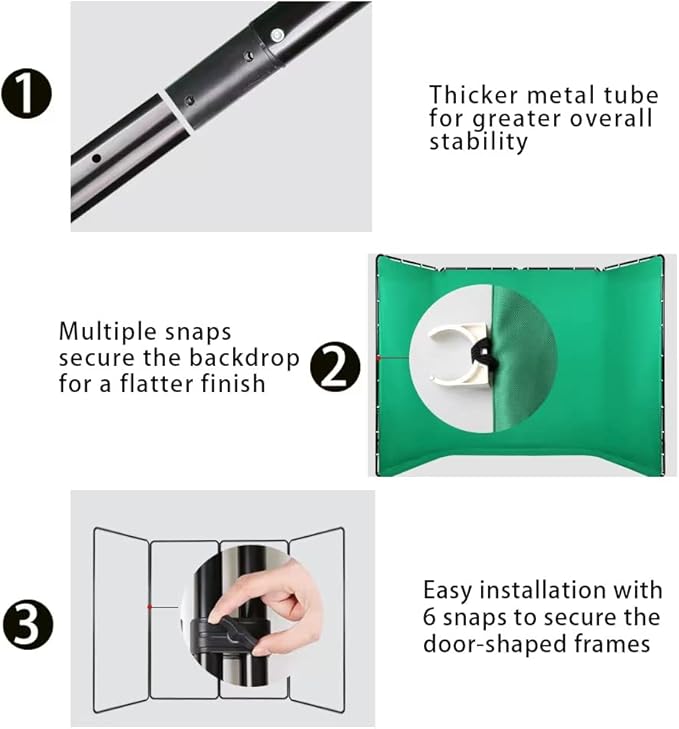 7.87ft x 13.12ft Portable Large Chromakey Green Screen Backdrop with Stand Photography Background Support System for Photo Studio Video Shooting, Live Streaming, Parties, Keying, Stage