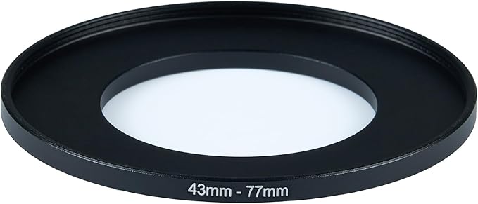 43mm to 77mm Step up Ring Filter Adapter Metal Ring Step up Rings Adapter Filter Compatible with All 77mm UV,CPL,ND,Lens Hood,Threaded Lens ect (43mm to 77mm)