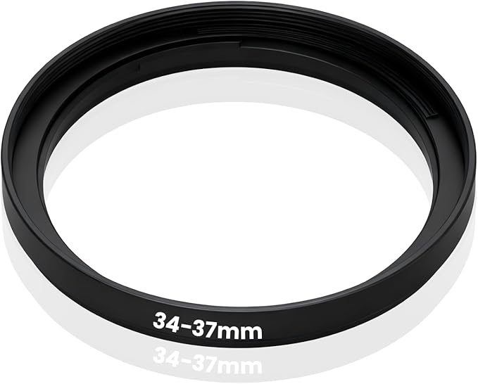 Step Up Ring Adapter Filter, 34mm-37mm Stepping Rings Metal Lens Filter Adapter Ring for DSLR/Mirrorless Cameras 34mm Lens to 37mm UV/CPL/ND Filters & Accessories