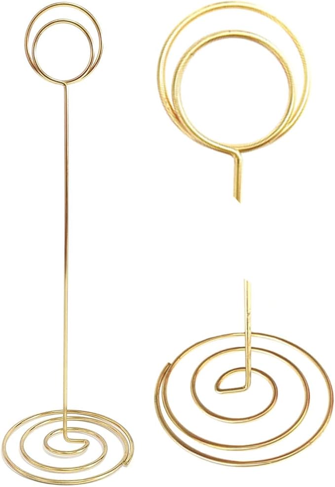 10 Pack 8.7 inch Table Number Place Card Holders, Picture Holder Photo Holder Clips, Memo Note Photo Stand.(Gold, 8 inchs)
