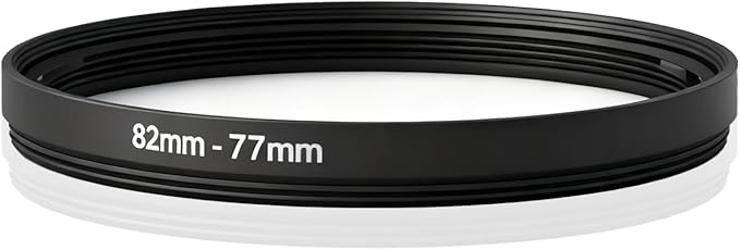 82mm-77mm Step Down Lens Filter Adapter Ring, Camera Lens Filter Metal Stepping Rings Kit Black Compatible 82mm Lens to 77mm UV/ND/CPL Filters Threaded Lens Accessories