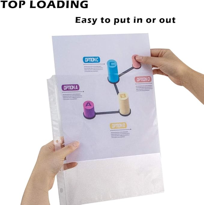 Sheet Protectors - 50 Sheets 4 mils Strong Extra Heavyweight Clear Top Load 8.5 x 11 Inch Highlight Transparent Acid-Free for 3 Ring Binder OS0150