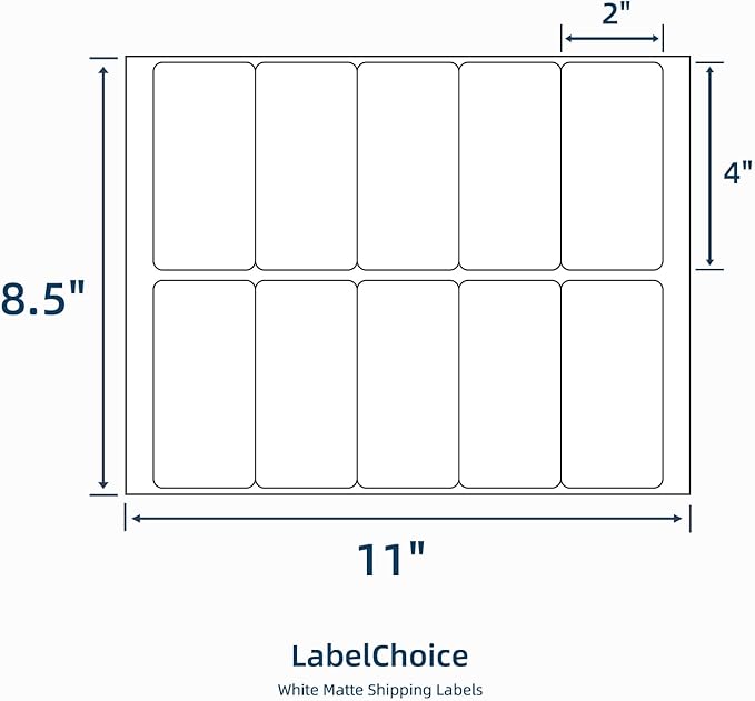 100 Sheets 1000 Pcs 2”x4” 10 Up Shipping Address Labels Compatible with Laser and Inkjet Printers, 2x4 10 Per Page Strong Adhesive Internet Mailing Shipping Labels