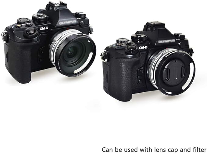 JJC 37mm Screw-in Lens Hood Shade for Olympus M.Zuiko Digital ED 14-42mm EZ and Panasonic Lumix G Vario 12-32mm ASPH on OM-D E-M10 III/II, DMC-GX85/GX850 - Black
