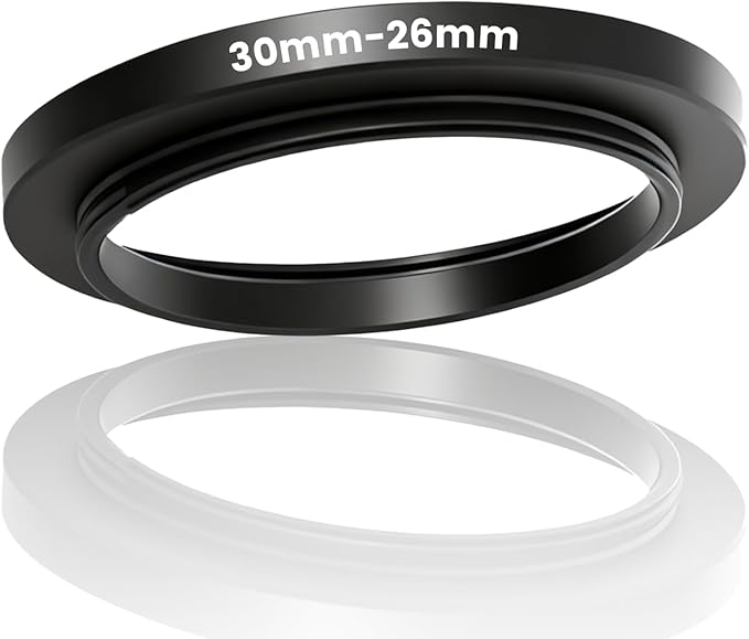 30mm to 26mm Step Down Ring Adapter Filter, Aluminum Alloy Lens Filter Adapter Ring Stepping Rings Fits 30mm Lens to 26mm DSLR/Digital Cameras & UV/CPL/ND Filters