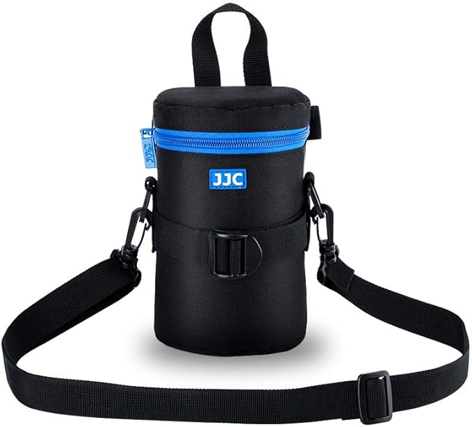 JJC Camera Lens Pouch Case for Canon RF 85mm EF-S 55-250mm EF 24-70mm Nikon Nikkor AF 70-300mm & More, Zipper Polyester Lens Protective Bag Interior Size 3.1x6.1”