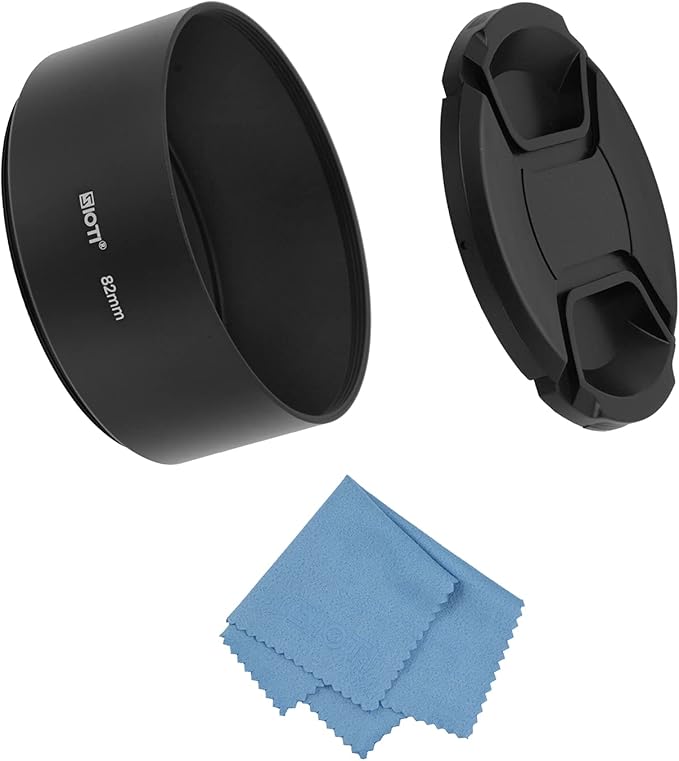 SIOTI 82mm Lens Hood, Oxidation Matte Anti Reflective Treatment, Aluminum Alloy, with 1 * 86mm Lens Cap, Compatible with Sony/Canon/Nikon/Fuji etc >85mm Camera Lens