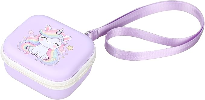 worfty Kids Camera Case Compatible with MAVOKIS/Envyvip/Seckton/KIZJORYA/Goopow Digital Video Camera Toys Camcorder Storage Holder Carrying - Purple Unicorn(Case Only)