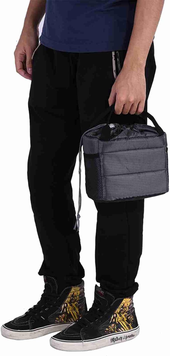 ZJchao Camera Bag, Camera Bag Insert Shockproof Padded Divider Drawstring Closure for DLSR (Grey)