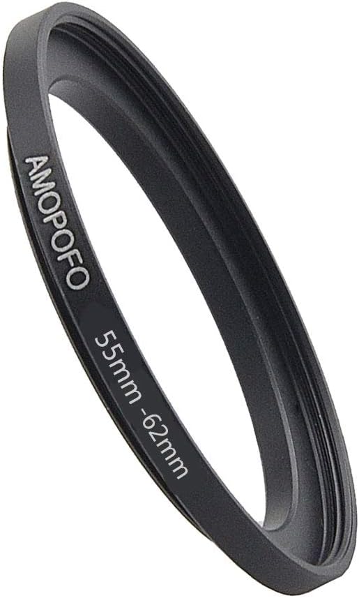 55-62mm Step-Up Ring Filter Adapter for 62mm UV, ND, CPL, Aluminum, Black