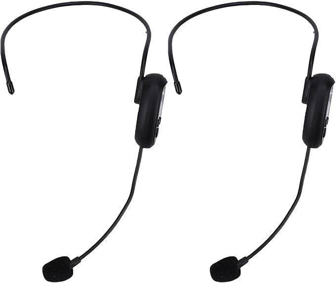 2.4G UHF Wireless Microphone System, Microphone Headset with 3.5mm 6.35mm Plug, Clear Sound Quality, Plug and Play, Wireless Mic for Speakers Fitness Instructor Tour Guides (1 for 2)