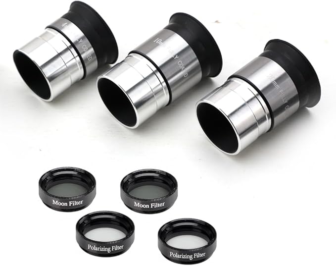 Starboosa Complete Telescope Eyepiece Set - Multi-Coated Optics - 1.25 inch Eyepiece Set with 4mm, 10mm, 20mm Lenses, 5X Barlow Lens, 2 Moon Filters, 2 Polarizing Filters