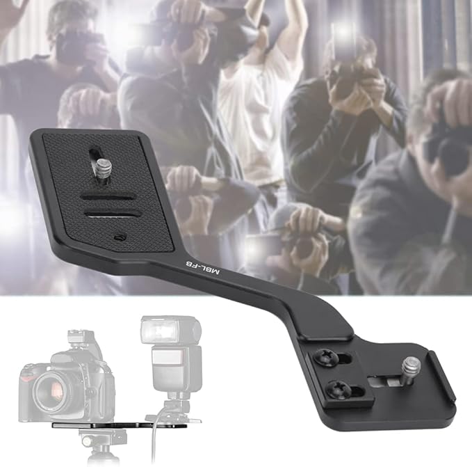 Flash Bracket - Aluminium Alloy Flash Stand Mount - Camera Flashlight Tripod Bracket - with Dual 1/4in Screw - for DSLR Stand