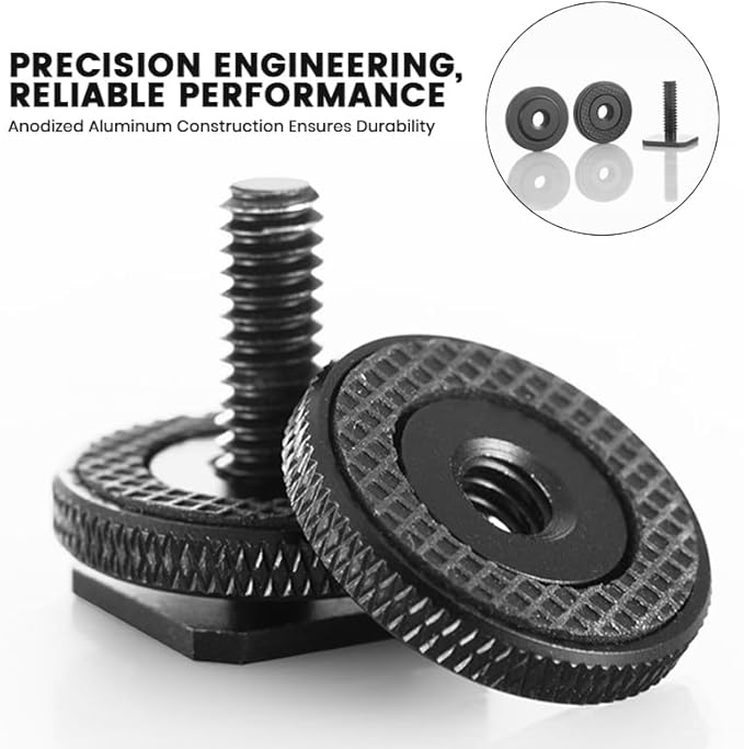 Hot Shoe Adapter 1/4 Inch Camera Hot Shoe Mount Adapter Tripod Screw for DSLR Camera Rig Cold Hotshoe Screw Accessory Attachment for Camera Flash Shoe to 1/4"-20 Male Post Adapter with Locking Disk