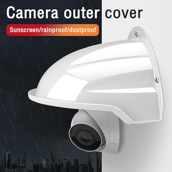 SECUPOE Universal Security Camera Cover Sun & Rain Shield – Weatherproof Protective Roof for Dome/Bullet Outdoor CCTV Cameras (3X White)