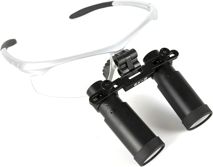 REEHUT 6.0X-R High-Magnification Binocular Magnifier Loupes Operating Magnifying Glasses Adjustable Pupillary Distance Silver