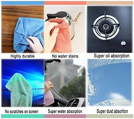 Microfiber rag Bulk Multi-Functional for House Furniture Reusable Rags Kitchen Wipes Dish Cloths Absorbent and Fast Drying 6 Colors