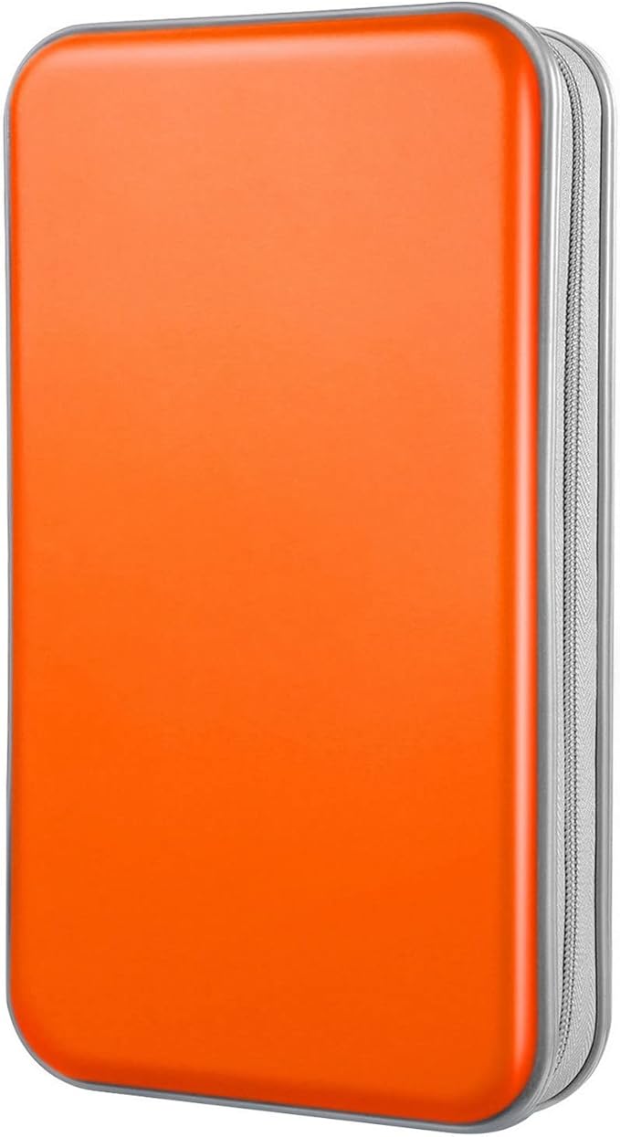 DVD Case, Bivisen CD Case Holder Wallet Binder 96 Capacity CD/DVD Cases Storage Holder Binder Organizer Wallet Book for Car Home Travel (Orange)