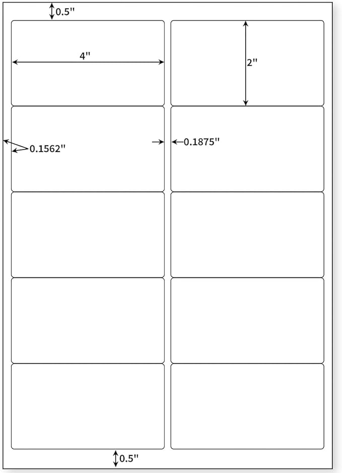 2" x 4" Mailing Labels 500 Labels, 50 Sheets Shipping Labels Printable White Sticker Labels for Laser/Inkjet Printer, Permanent Adhesive Address Labels,10 Labels per Sheet