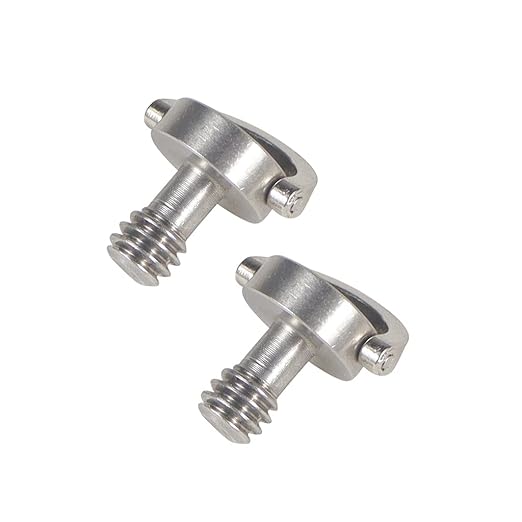 2pcs Stainless Steel Camera Screw 1/4 3/8 for Quick Release Plate Folding D-Ring Screw Mount Adapter for Flash Tripod Light Stand (2pcs,1/4)