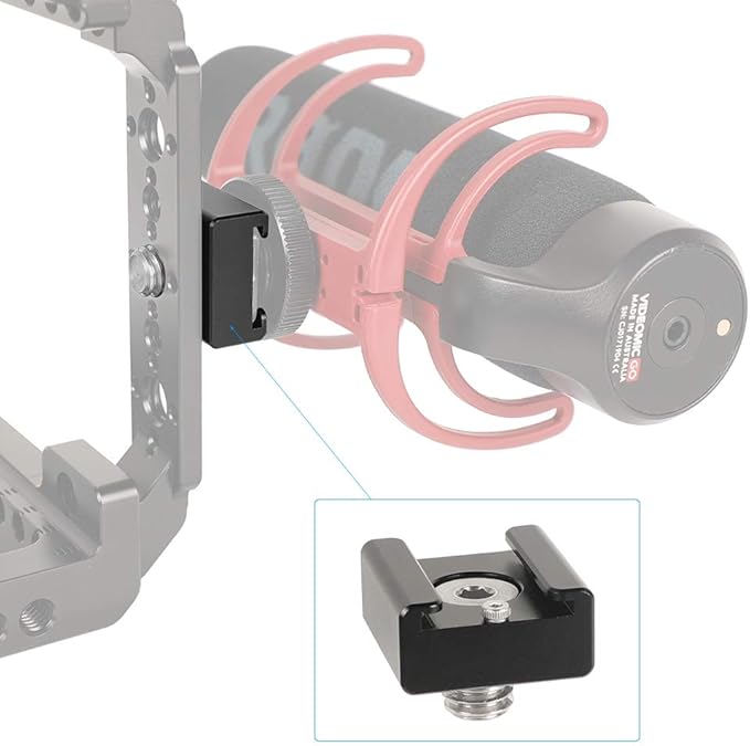 CAMVATE 3/8"-16 Cold Shoe Mount Adapter with Locating Pins Compatible for ARRI Standard Mounting Points - 2621