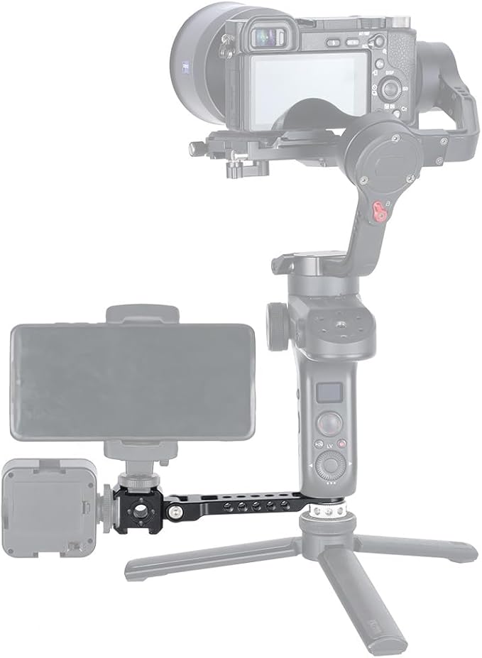 NICEYRIG 3-Side Triple Cold Shoe Extension Bracket Heavy-Duty Cheese Bar with 1/4 Threads for Tripod Selfie Stick Gimbal, Camera Phone Vlog Vlogging Light Mic Mount - 468