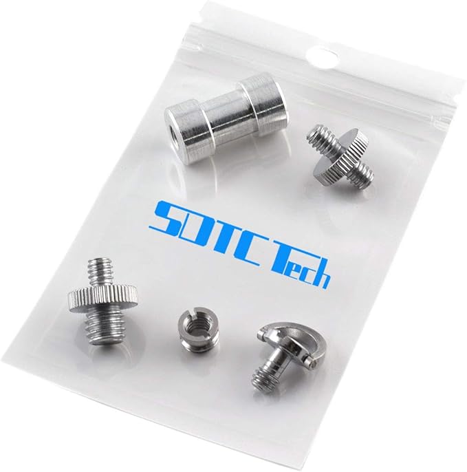 Camera Screw Kit, SDTC Tech 22 pcs D-Ring Quick Release Plate Mount Screw 1/4"-20 and 3/8"-16 Thread Tripod Screw Adapter Converter for DSLR Camera/Monopod/Ballhead/Light Stand etc.