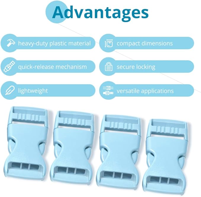 Buckles for Straps Set of 4 Pcs Plastic Buckle Clip Quick Side Release Plastic Fastener