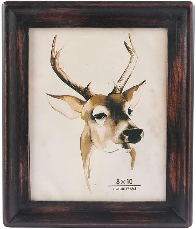 Picture Frame 8x10,Black Rustic Wood Frame with Glass Front, Wall Mount or Table Top