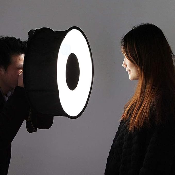 Softbox Diffuser, 42x16cm Foldable Ring Speedlite Flash Diffuser Macro Shoot Round Softbox with Storage Bag for Camera Flash Light