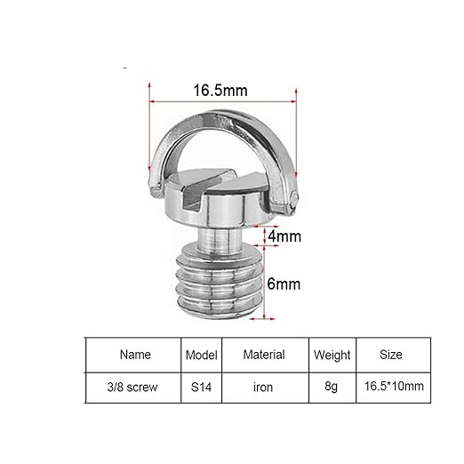 1/4 3/8 Camera Screw for Quick Release Plate 1/4 3/8 Inch D-Ring Screw Tripod Ballhead Mount Adapter Photography Accessories(S14 1PC)