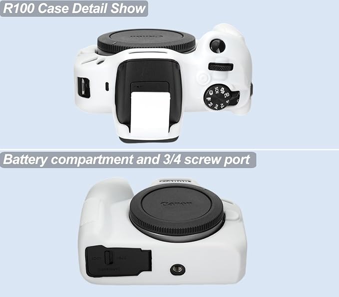 Pocoukate Case for Canon EOS R100 Camera, Soft Silicone Protective Cover Skin with EOS R100 Screen Protector Accessories for EOS R100 Mirrorless Camera Silicone Case - White