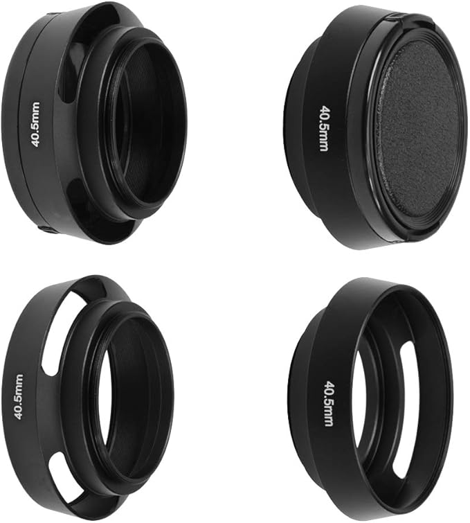 SIOTI 40.5mm Lens Hood, Oxidation Matte Anti Reflective Treatment, Aluminum Alloy, with 1 * 52mm Lens Cap, Compatible with Sony/Canon/Nikon/Fuji etc >40mm Camera Lens