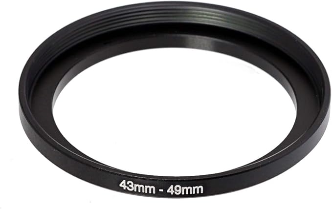 (2 Pcs) 43-49MM Step-Up Ring Adapter, 43mm to 49mm Step Up Filter Ring, 43mm Male 49mm Female Stepping Up Ring for DSLR Camera Lens and ND UV CPL Infrared Filters