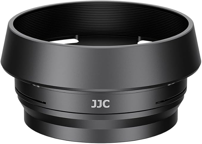 JJC Metal Lens Hood Sun Shade with 37mm Filter Adapter Ring for Fuji Fujifilm X Half XHalf Digital Camera, X Half Camera Lens Protector & Filter Converter, Dark Gray Color