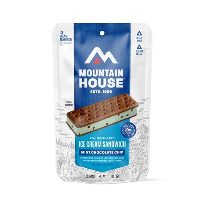 Mountain House Mint Chocolate Chip Ice Cream Sandwich | Freeze Dried Backpacking & Camping Food | 6-Pack