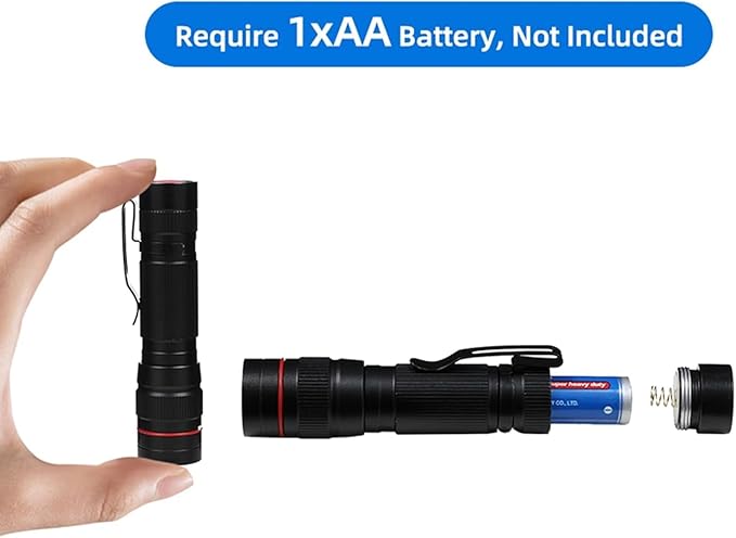 10 Pack Small Mini LED Flashlights, Single Mode Zoomable Flashlight AA Battery Powerful Flashlights with Pocket Clip, Portable Bulk EDC Flash Light for Home, Gift, Emergency, Camping, Hiking