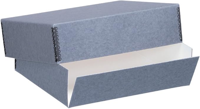 Lineco Archival 14" x 18" Print Storage Box, Drop Front Design, 14" x 18" x 3", Exterior Color: Blue/Gray Custom LIN-733-0014