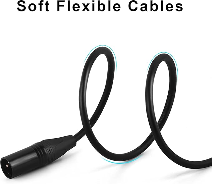 XLR Cables 50 ft 4 Pack - Premium Balanced Microphone Cable with 3 Pin XLR Male to Female Balanced