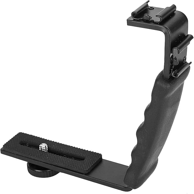 Sonew Camera Flash L Bracket Dual Hot Shoes Holder Mount Adapter Mount DV Microphone LED Light for Photography Lightweight Sturdy Durable