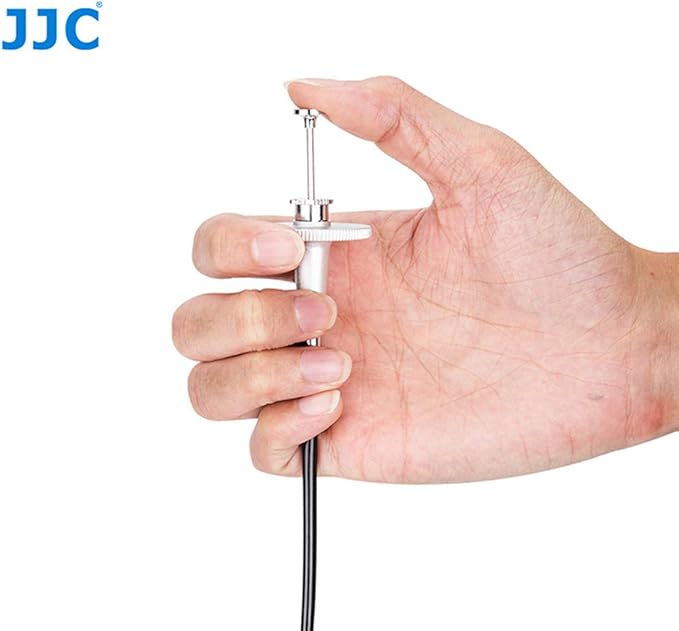 JJC TCR-40S Silver 40cm Threaded Cable Release, Mechanical Shutter Release Cable, Bulb-Lock Design for Long exposures