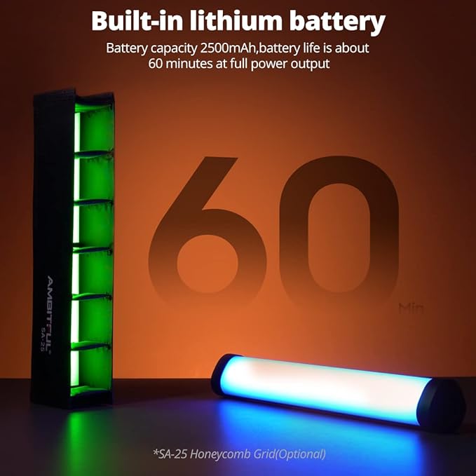 AMBITFUL A2 RGB LED Light Wand -Full Color Magnetic Video Light Stick,Handheld Tube Light with 29 Effects, 2500-8500K, 2500mAh, CRI 95+ for Photography, YouTube, TikTok (A2-K2 Kit)
