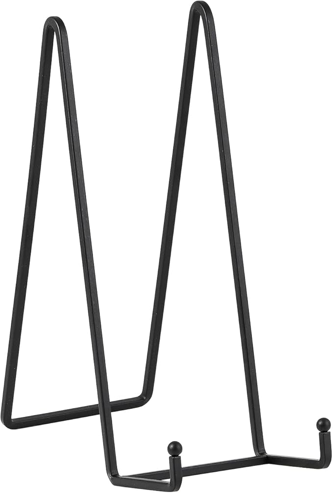 Large Plate Holder Display Stand - 10 inch Tall Plate Stands for Display - Metal Picture Frame Stand - Big Tabletop Easel Stand for Decorative Plates | Platter | Book | Plaque | Tile - 2 Pack - Black