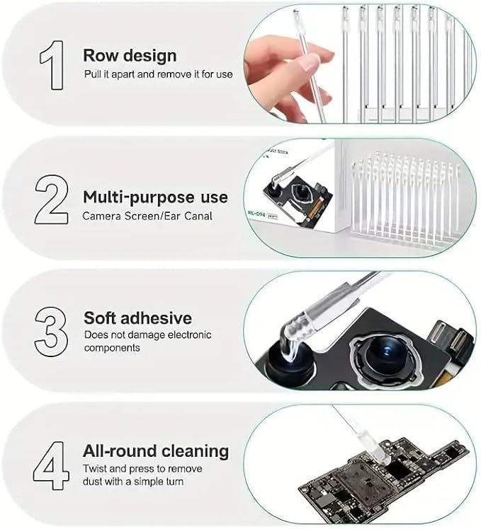 24pcs Camera Lens Cleaning Kit Compatible with iPhone 17, Camera Lens Cleaner Rods, Electronics Dust Removal Sticks for Phones Lens, Internal Components, PCBs - PET Professional Tool